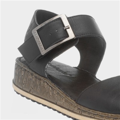 Ellie Womens Black Leather Sandal