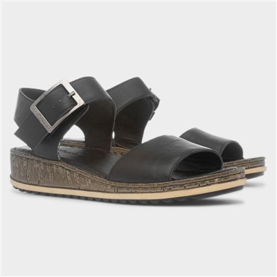 Ellie Womens Black Leather Sandal