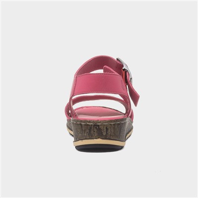 Ellie Womens Fuchsia Leather Sandal