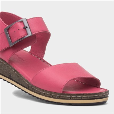 Ellie Womens Fuchsia Leather Sandal