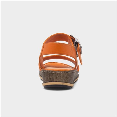 Ellie Womens Orange Leather Sandal