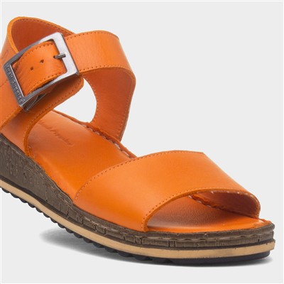 Ellie Womens Orange Leather Sandal