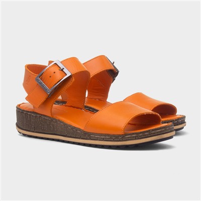 Ellie Womens Orange Leather Sandal