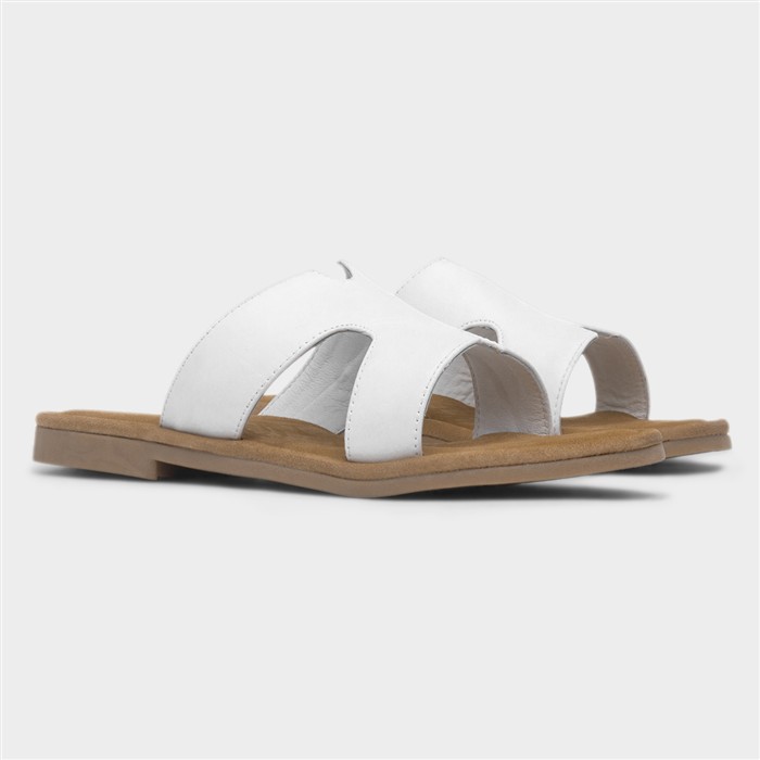 Azalea Womens White Leather Sandal