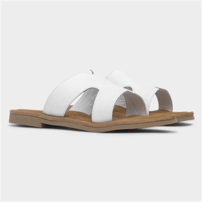 Azalea Womens White Leather Sandal