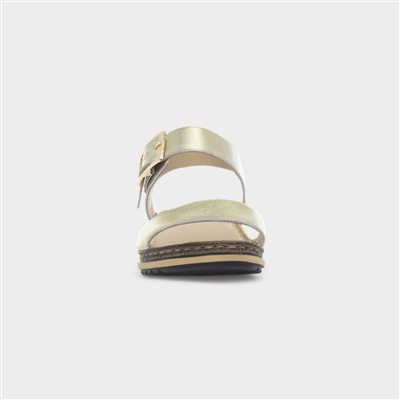 Ellie Womens Gold Leather Sandal
