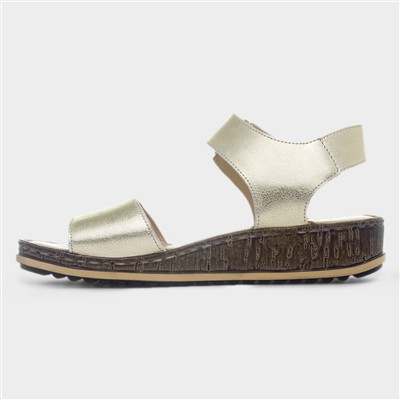Ellie Womens Gold Leather Sandal