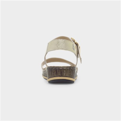 Ellie Womens Gold Leather Sandal