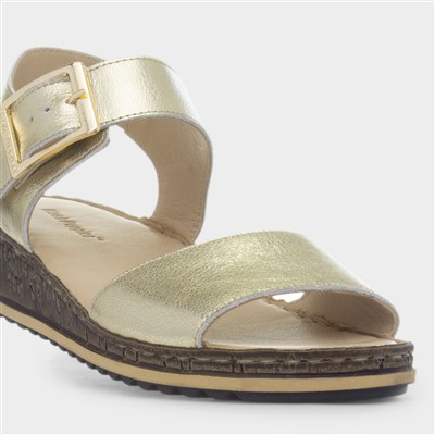 Ellie Womens Gold Leather Sandal