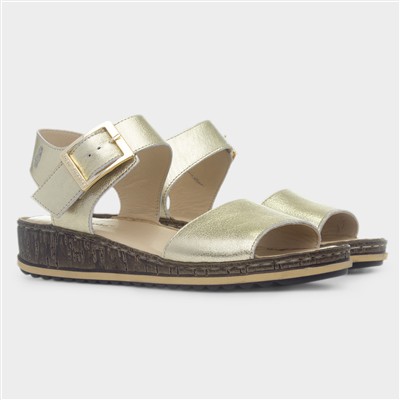 Ellie Womens Gold Leather Sandal
