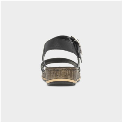 Ellie Womens Black Wide Fit Sandal