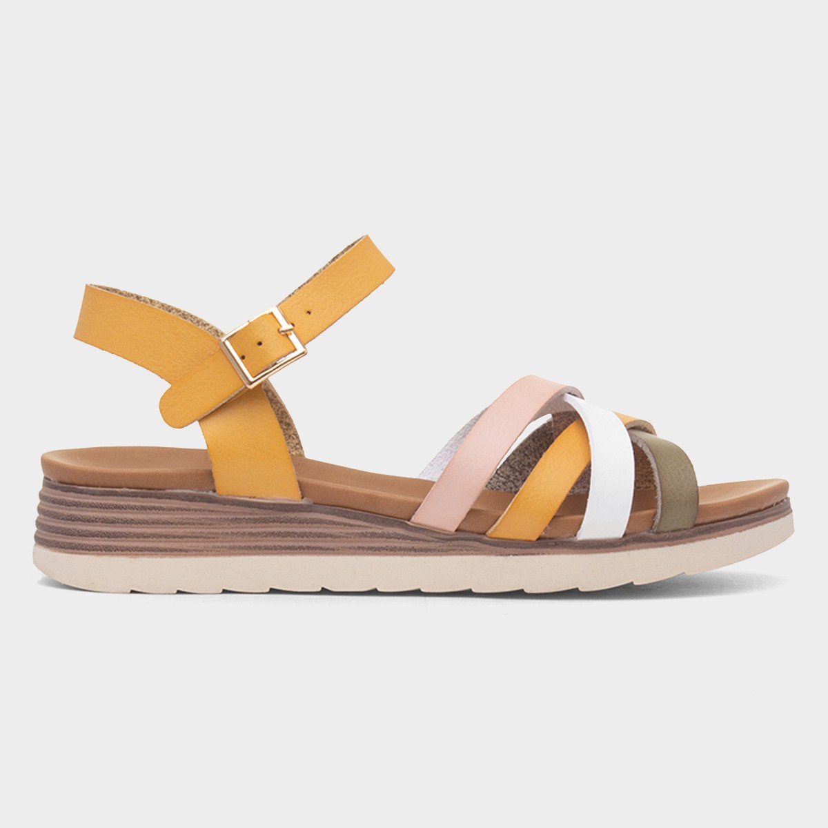 Karla Womens Mustard Strappy Sandal