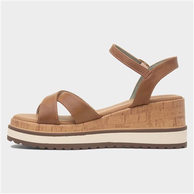 Libby Womens Tan Wedge Sandal