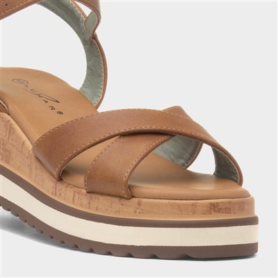 Libby Womens Tan Wedge Sandal