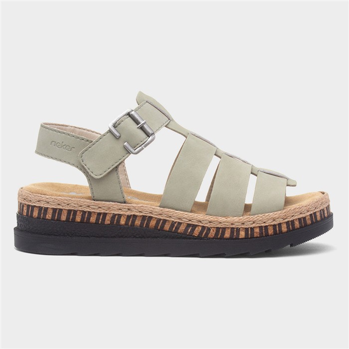 Rieker Women's Green Sage Gladiator Leather Sandal Size 40