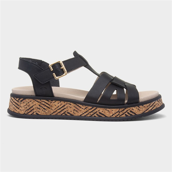 Antistress Womens Black Leather Sandal