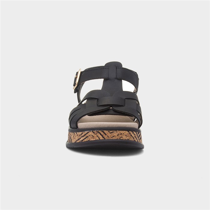 Antistress Womens Black Leather Sandal