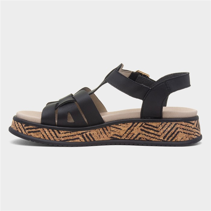 Antistress Womens Black Leather Sandal