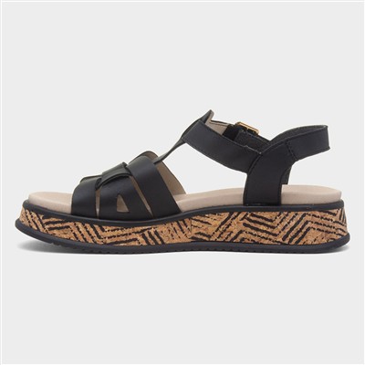 Antistress Womens Black Leather Sandal