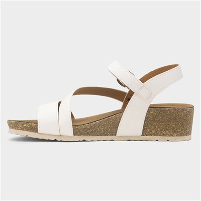 Cluster Womens White Wedge Sandal