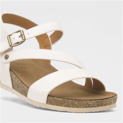 Cluster Womens White Wedge Sandal