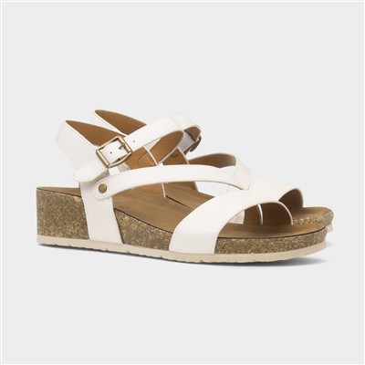 Cluster Womens White Wedge Sandal
