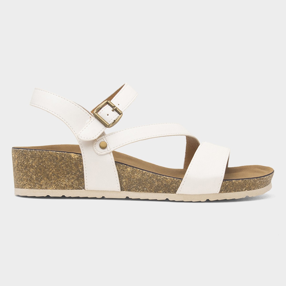 Cluster Womens White Wedge Sandal