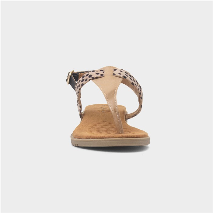 Gina Womens Beige Leopard Toe Post Sandal