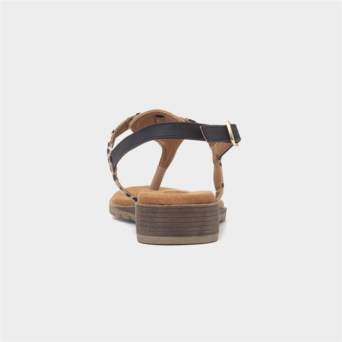 Gina Womens Beige Leopard Toe Post Sandal