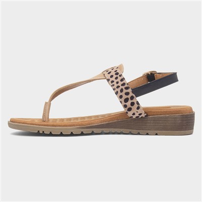 Gina Womens Beige Toe Post Sandal