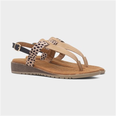 Gina Womens Beige Toe Post Sandal