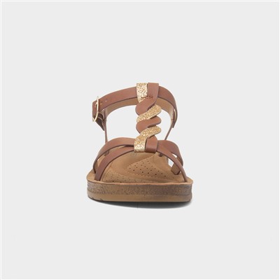 Hay Womens Tan Buckle Sandal