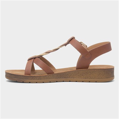 Hay Womens Tan Buckle Sandal