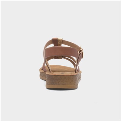 Hay Womens Tan Buckle Sandal