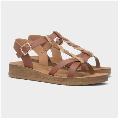 Hay Womens Tan Buckle Sandal