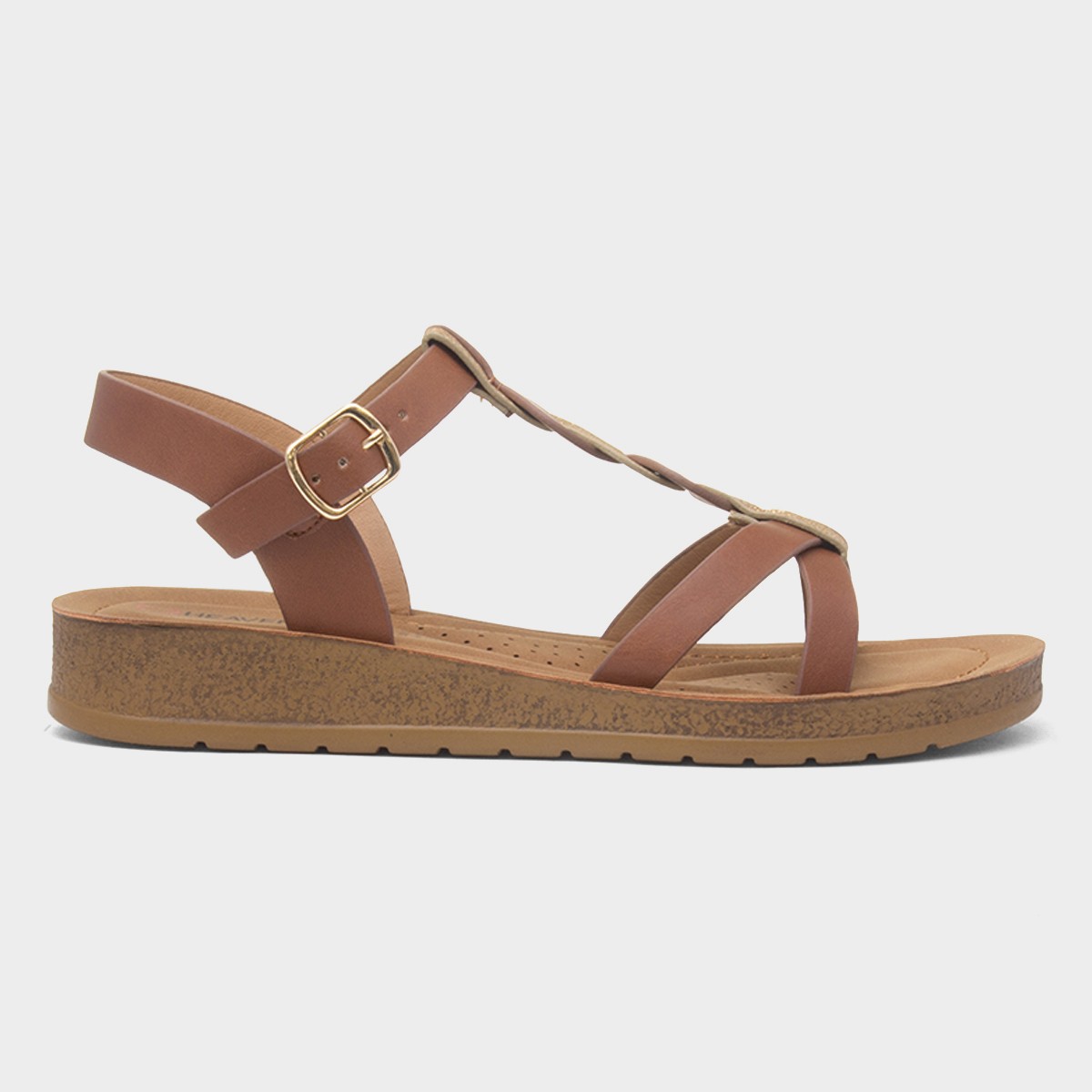 Hay Womens Tan Buckle Sandal