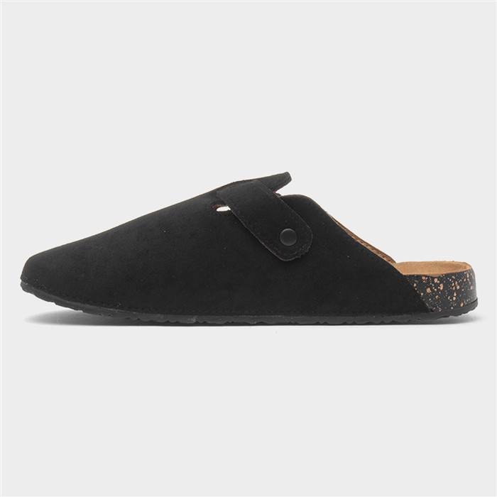 Womens Black Closed Toe Mule Sandal