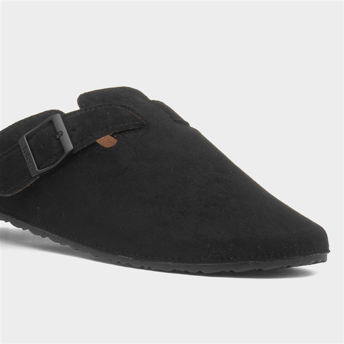 Womens Black Closed Toe Mule Sandal