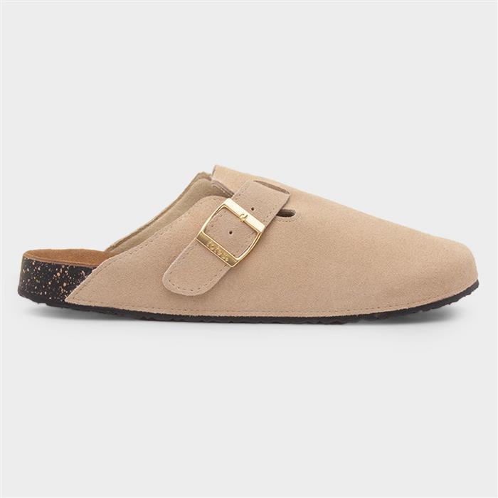 Totes Women's Beige Sand Suede Closed Toe Mule Sandal Size 4
