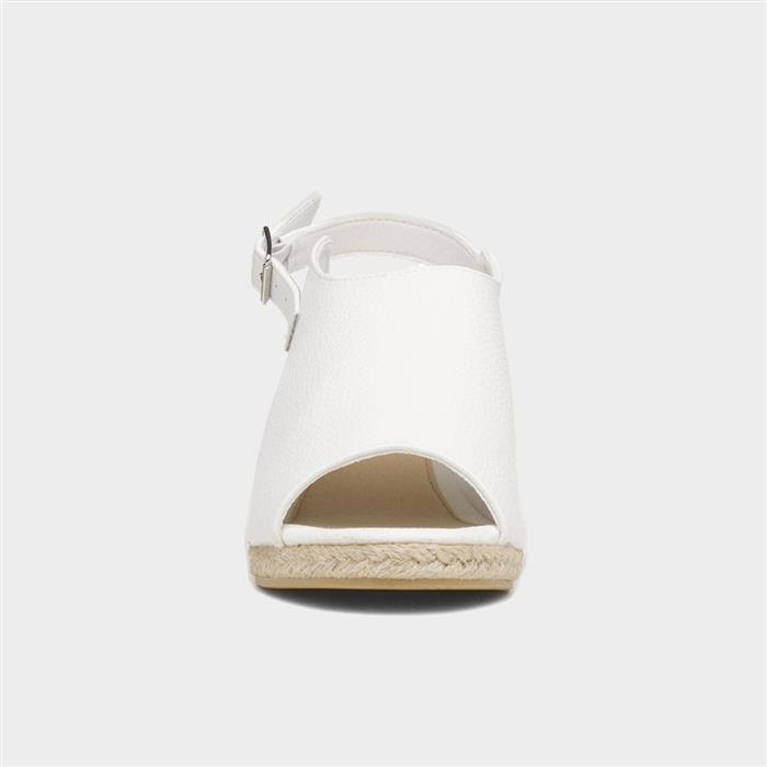 Kerrie Womens White Peep Toe Wedge Sandal