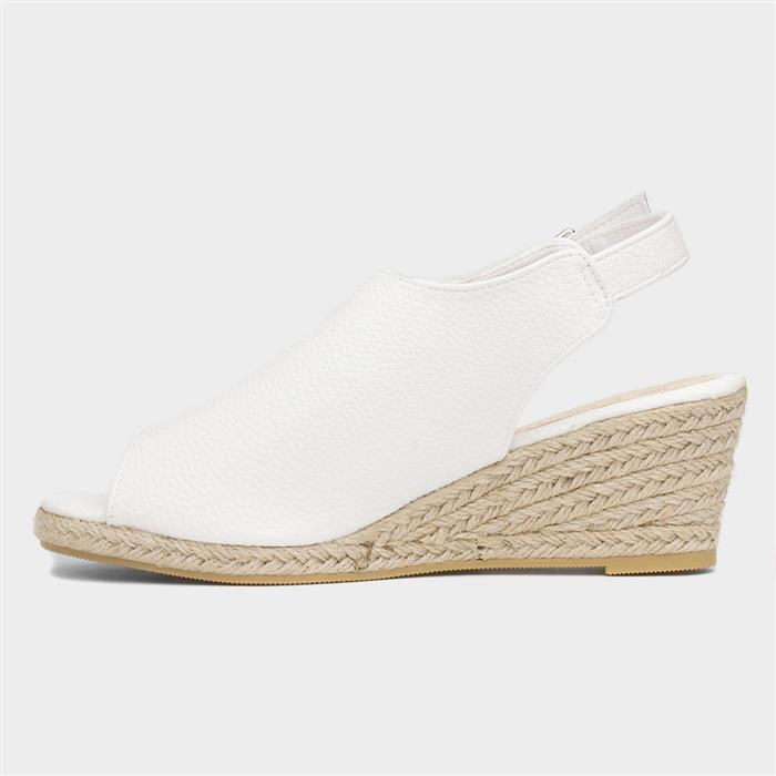Kerrie Womens White Peep Toe Wedge Sandal