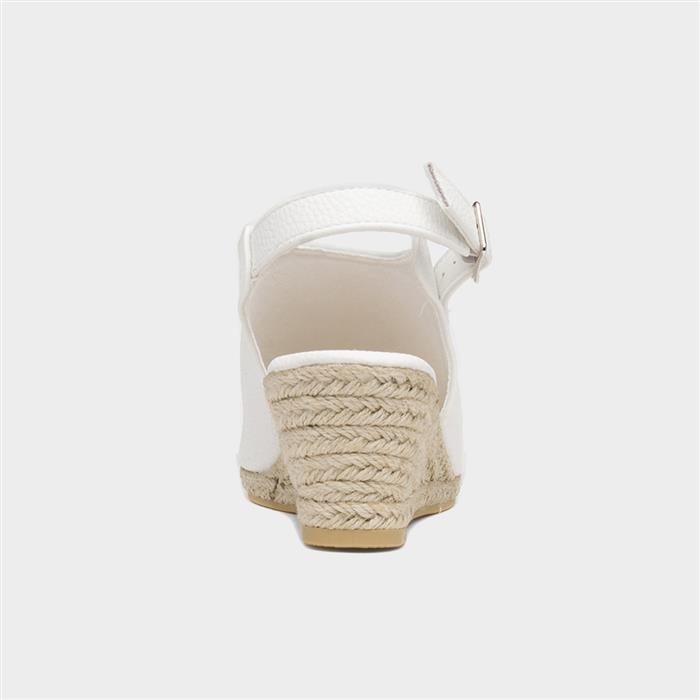 Kerrie Womens White Peep Toe Wedge Sandal