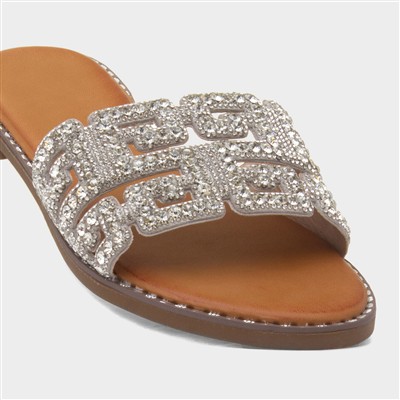 Rowan Womens Silver Mule Sandal