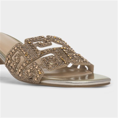 Harmony Womens Gold Mule Heel