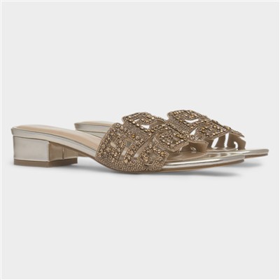 Harmony Womens Gold Mule Heel