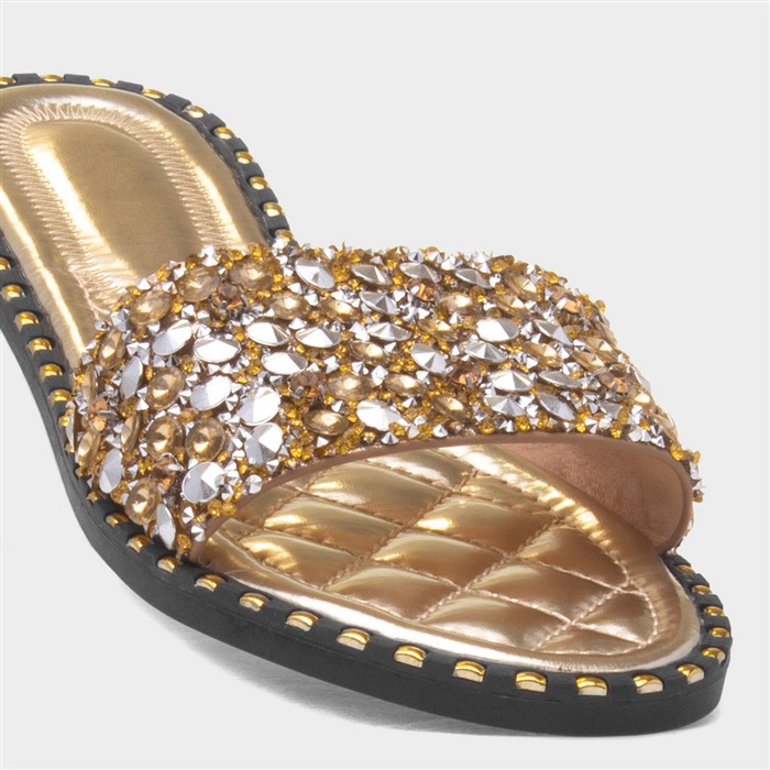Gia Womens Gold Mule Sandal