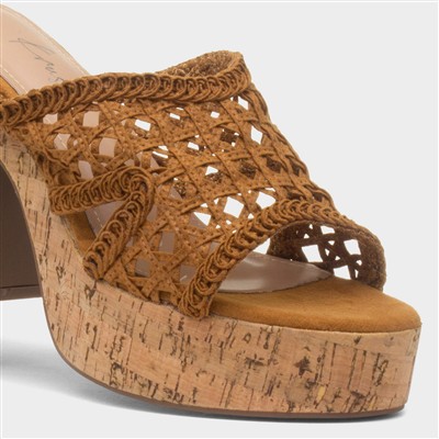 Phoebe Womens Tan Mule Heel Sandal