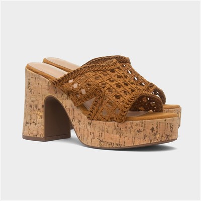 Phoebe Womens Tan Mule Heel Sandal