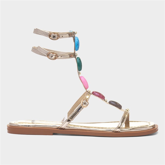 Sandy Womens Gold Strappy Sandal