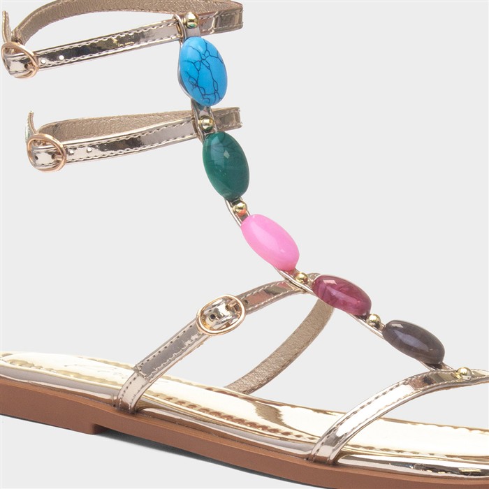 Sandy Womens Gold Strappy Sandal